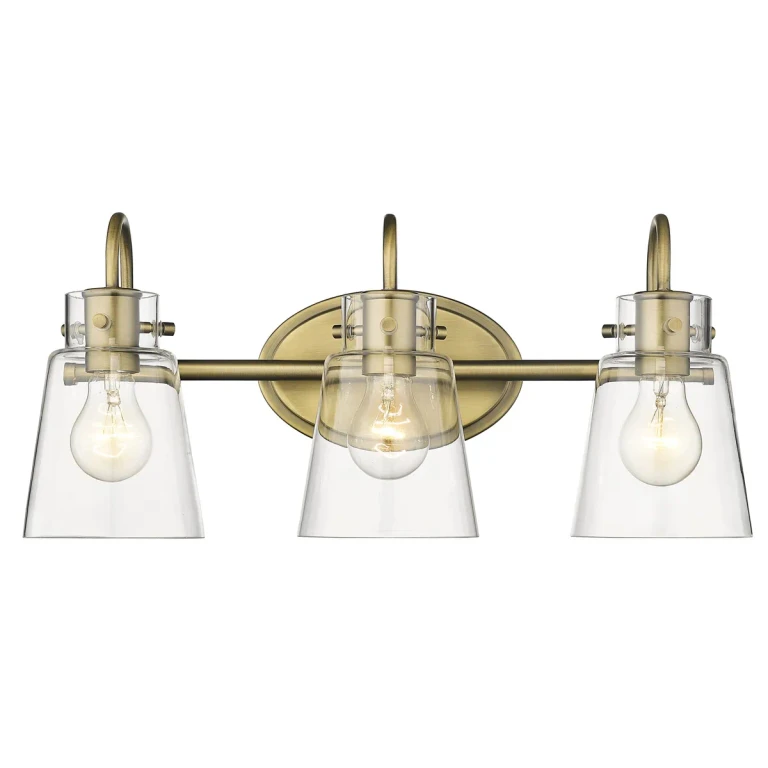 Antique Brass Three Light Vanity from the Bristow Collection