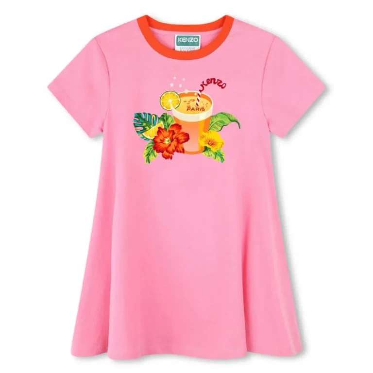 Kenzo Girls Floral Print Short-Sleeved Dress