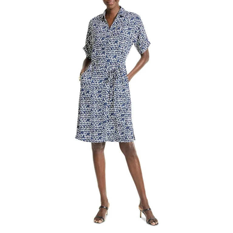 Nic+Zoe Etched Angles Belted Devon Dress