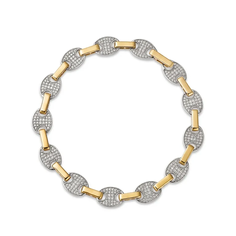 Diamond Link Bracelet in 14K Yellow & White Gold, 1.0 tcw