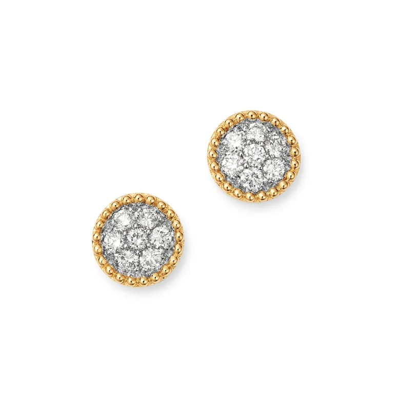 Cluster Diamond Milgrain Stud Earrings in 14K Yellow Gold, 0.60 tcw
