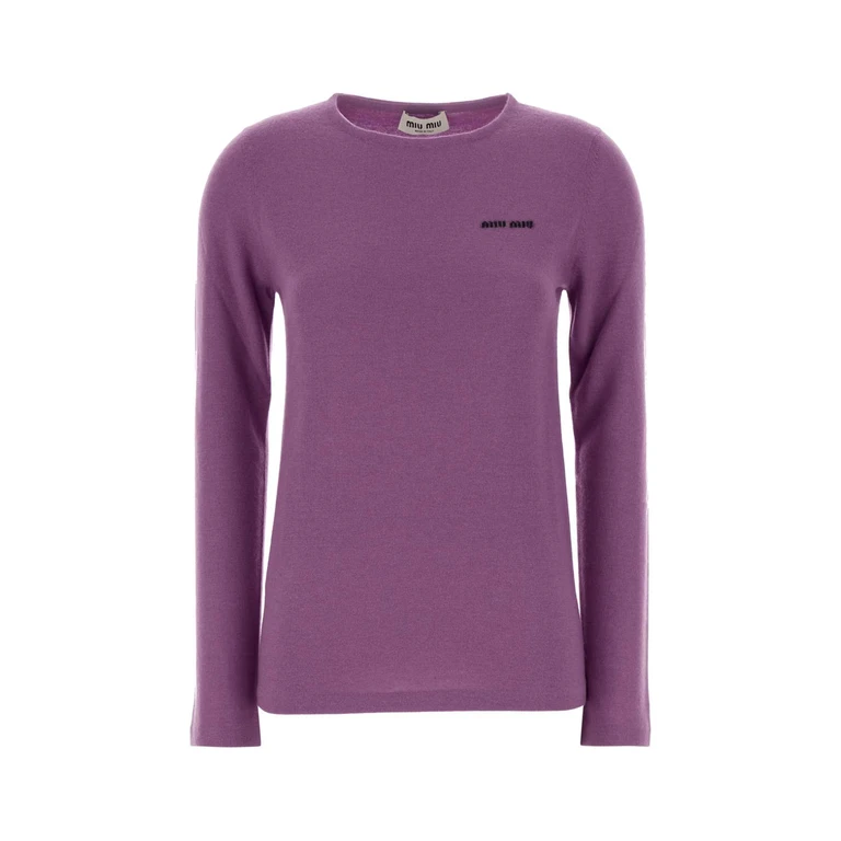 Miu Miu Purple Wool Blend Sweater Glicine Sews Maglieria - Women