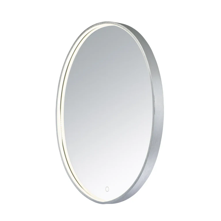 ET2 Lighting Mirror 29.5" LED Oval Lighted Mirror in Brushed Aluminum