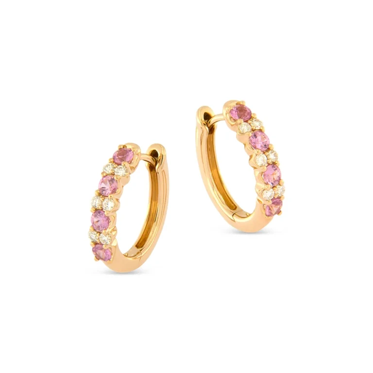 Bloomingdale's Pink Sapphire & Diamond Hoop Earrings in 14K Pink Gold