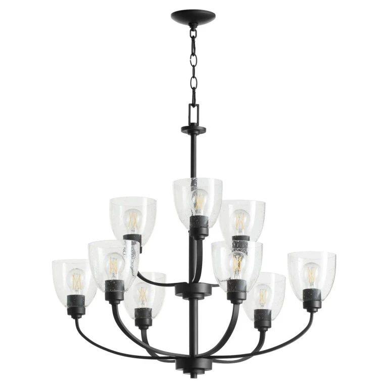 Textured Black Nine Light Chandelier from the Reyes Collection