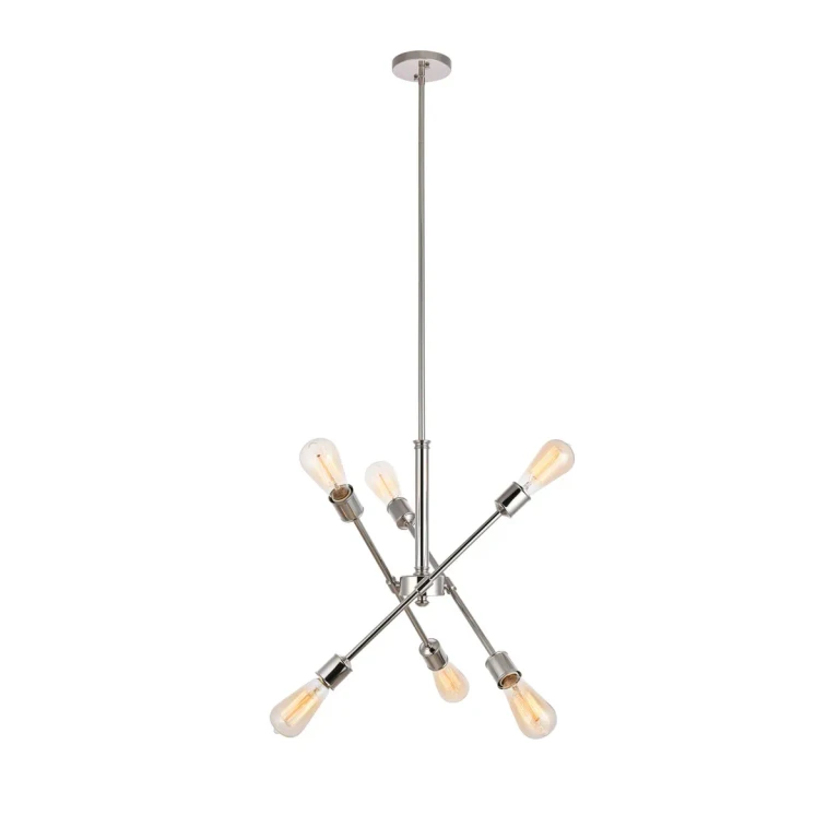 Polished Nickel Six Light Pendant from the Axel Collection