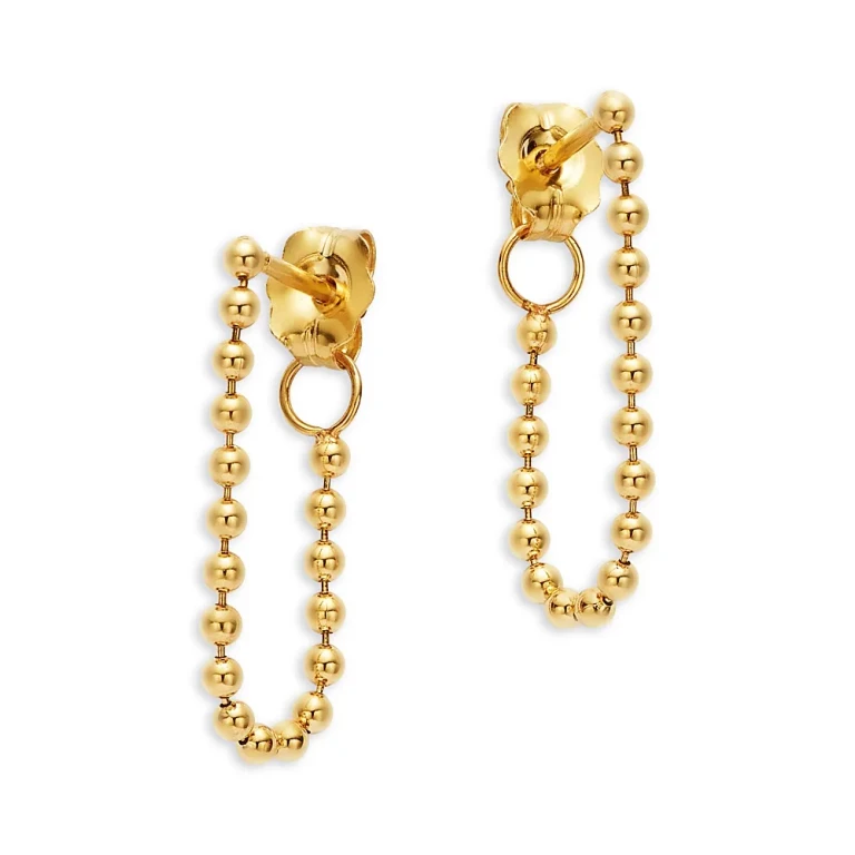 Zoe Chicco 14k Gold 1.5mm Bead Chain Back Earrings 14k Yellow Gold One Size