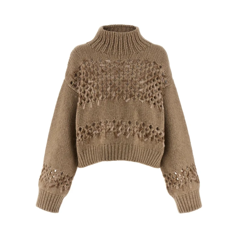 Brunello Cucinelli Pull Col Rond - Marron