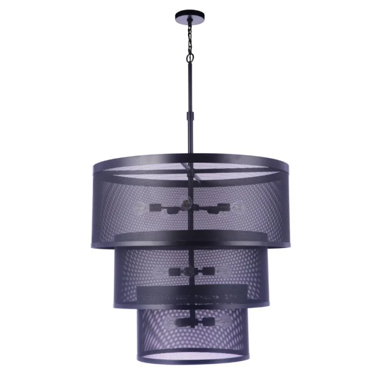 Flat Black 12 Light Pendant from the Mesh Collection