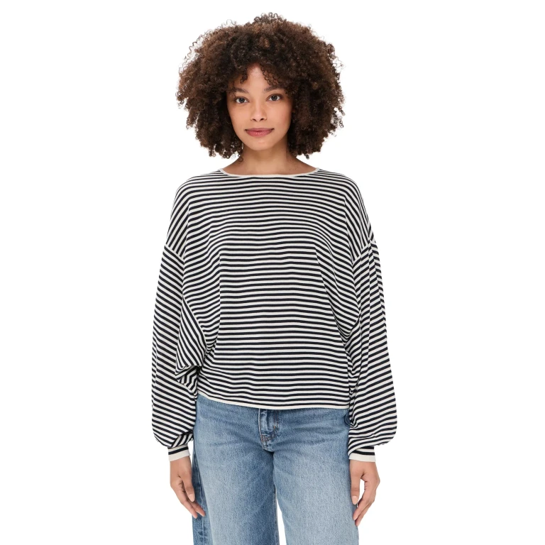 FRAME The Stripe Slouchy Sweater Cream Multi S