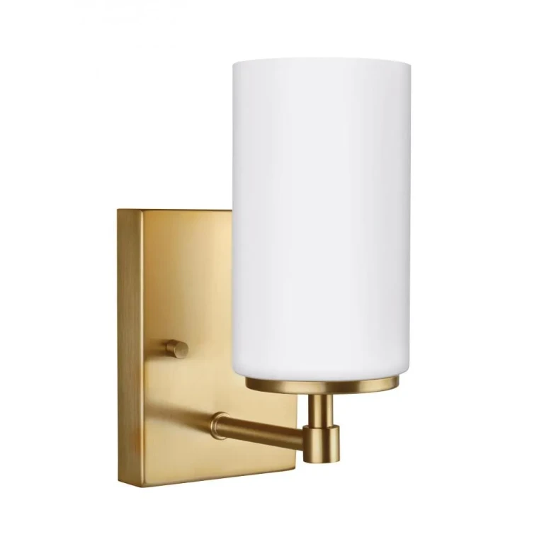 Satin Brass One Light Wall Bath Sconce from the Alturas Collection
