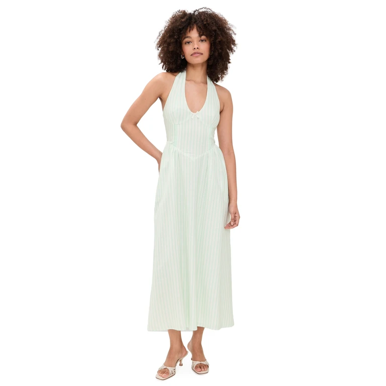 Seven Wonders Calianna Midi Dress Mint Stripe XS