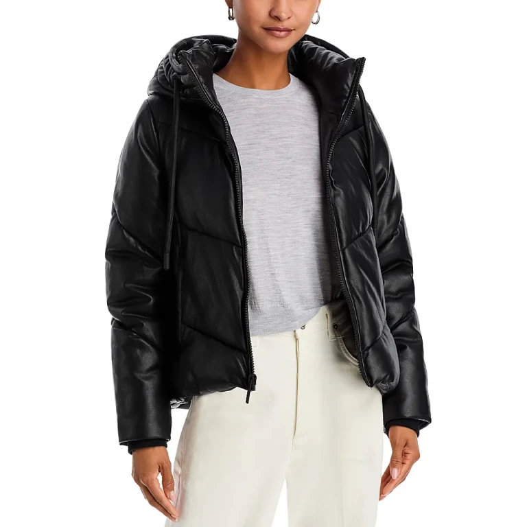Faux Leather Puffer Jacket