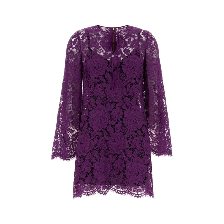 Dolce & Gabbana Purple Lace Dress Viola Abiti - Women