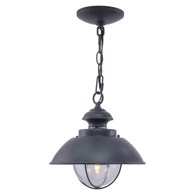 Textured Gray One Light Outdoor Pendant from the Harwich Collection