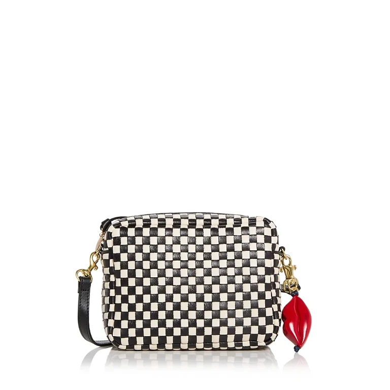 Clare V. Midi Sac Lips Woven Leather Crossbody Bag
