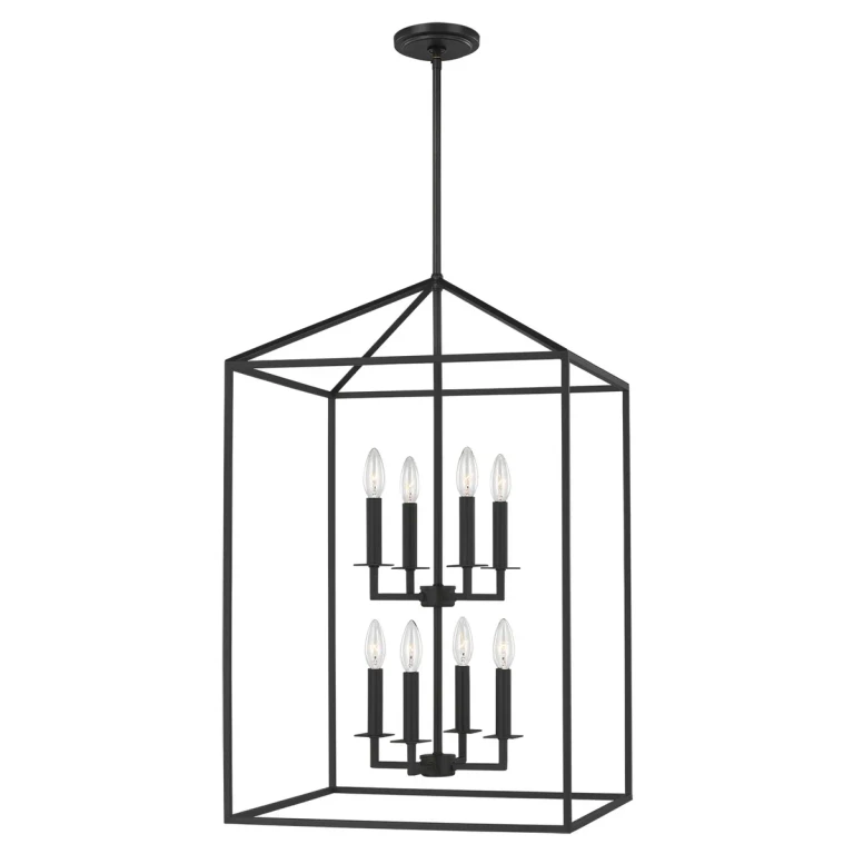 Midnight Black Eight Light Hall Foyer from the Perryton Collection