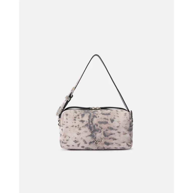 Pinko - Sac Boston à bandoulière moyen en daim embossé python