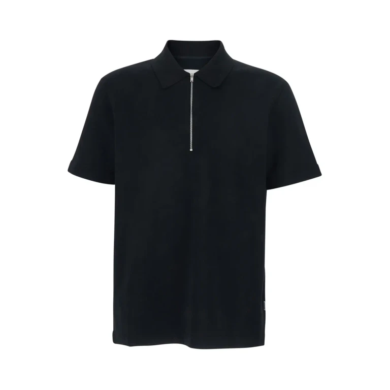Black jil Sander Polo With Classic Collar And Front Zip Closure For Men