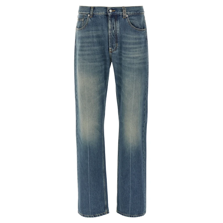 Alexander McQueen Blue Cotton Straight-Leg Jeans Clothing - Men