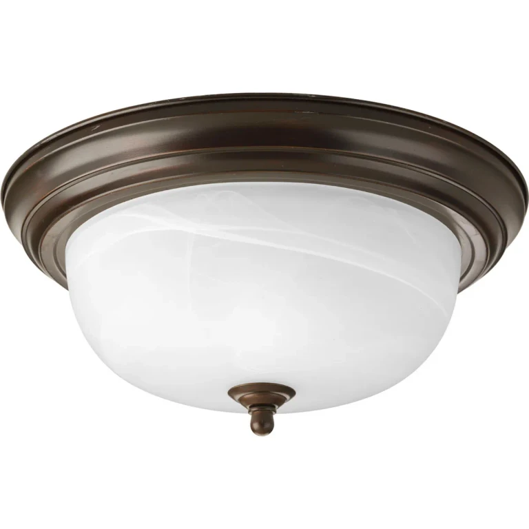 Antique Bronze Two Light Flush Mount from the Dome Glass - Alabaster Collection
