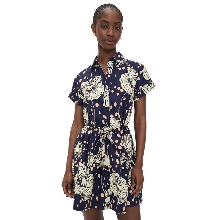 Cara Cara Asbury Mini Dress Dotted Flora Navy XXS