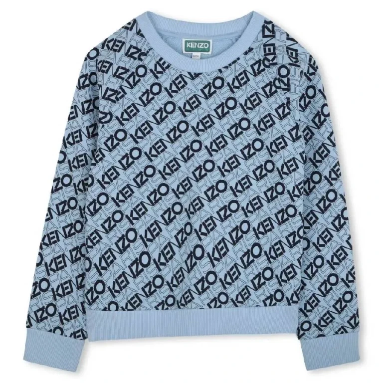 Kenzo Boys All-Over Logo Organic Cotton Sweatshirt