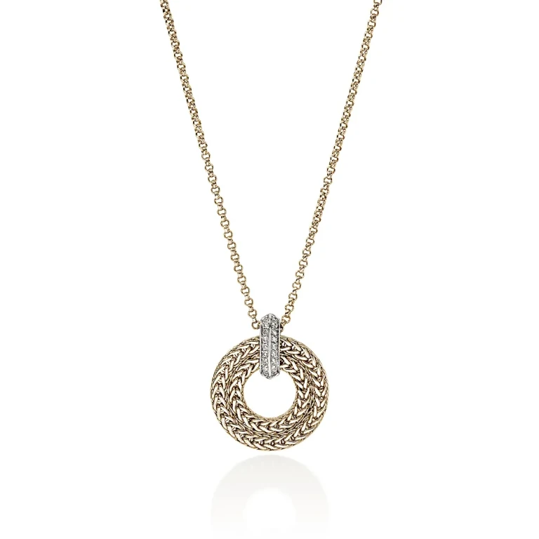 John Hardy 14K Yellow Gold Icon Diamond Link Pendant Necklace, 16-18