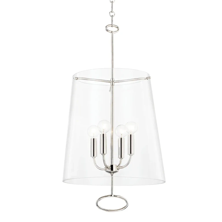 Polished Nickel Four Light Pendant from the James Collection