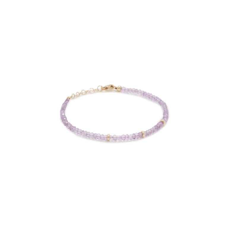 EF Collection 14k Amethyst Birthstone Bead Bracelet 14k Yellow Gold One Size