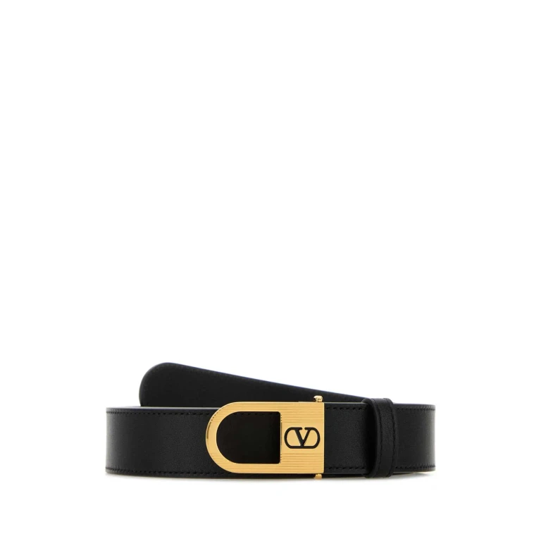 Valentino Garavani Black Leather Vlogo Signature Belt