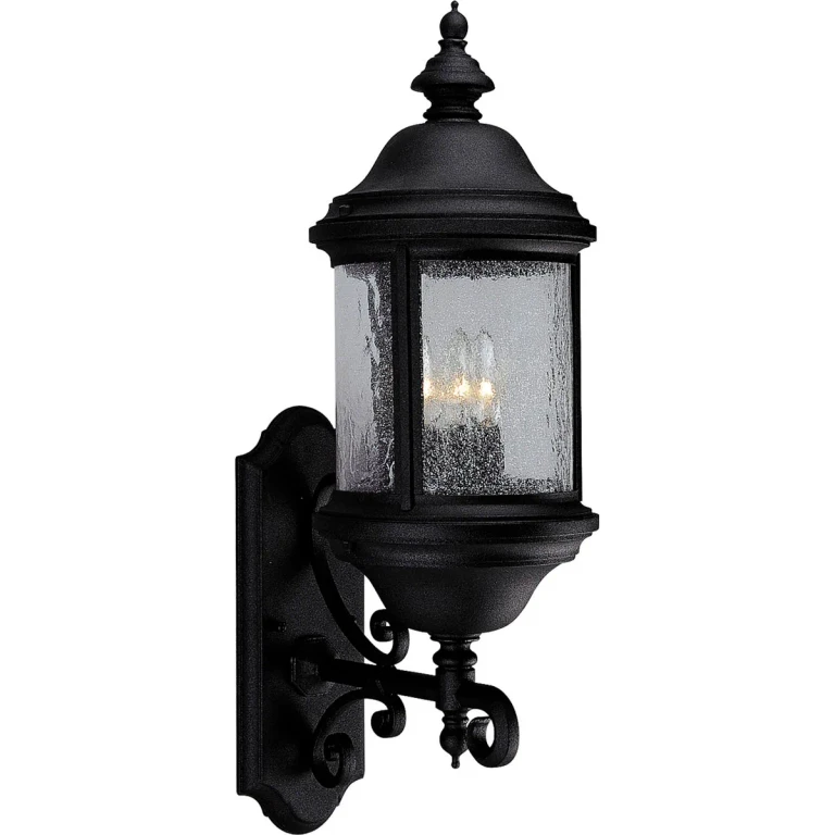 Textured Black Three Light Large Wall Lantern from the Ashmore Collection