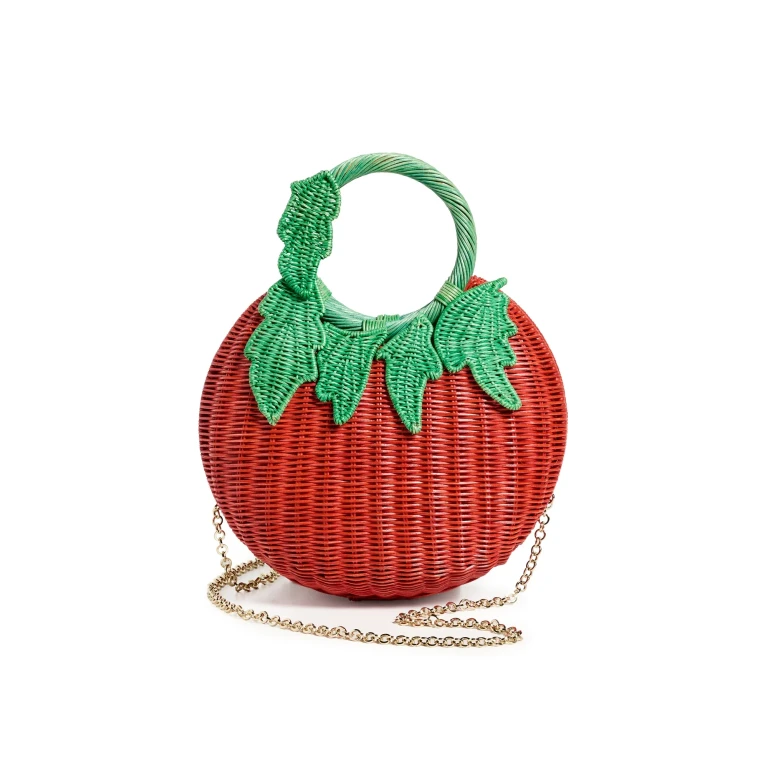 Serpui Mediterranean Tomato Wicker Clutch Red One Size