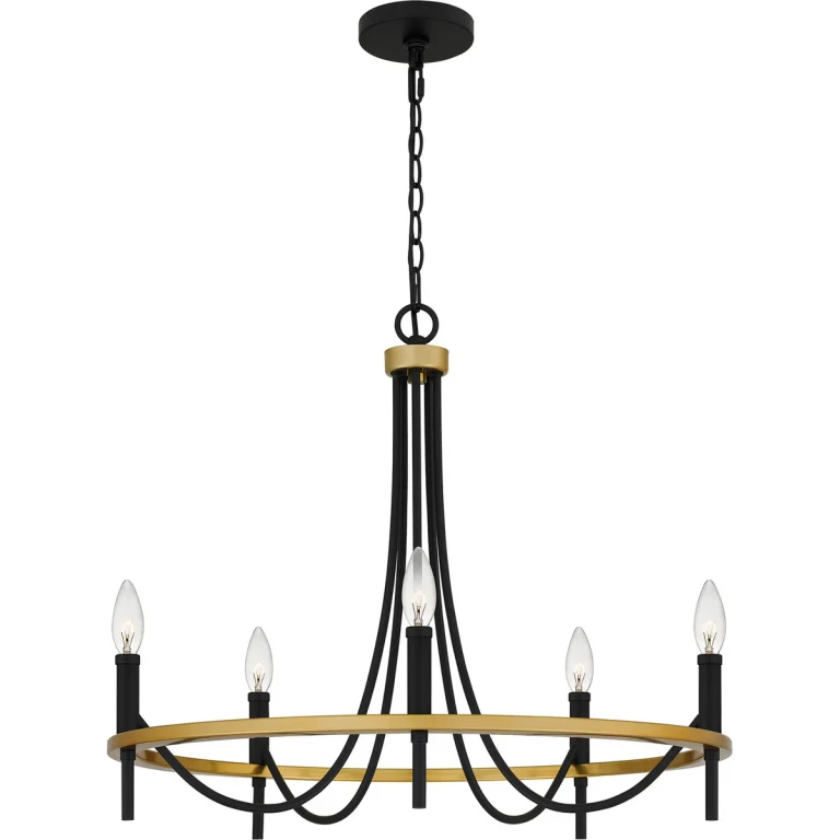 Matte Black Five Light Chandelier from the Legare Collection