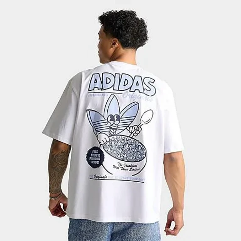 adidas Men's Originals Cereal Graphic T-Shirt in White/Clear Sky/Night Size: Small