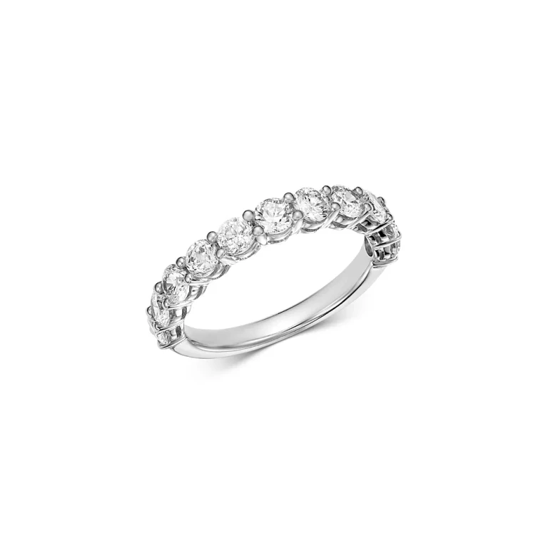 Diamond Shared Prong Band Ring in 14K White Gold, 1.50 tcw