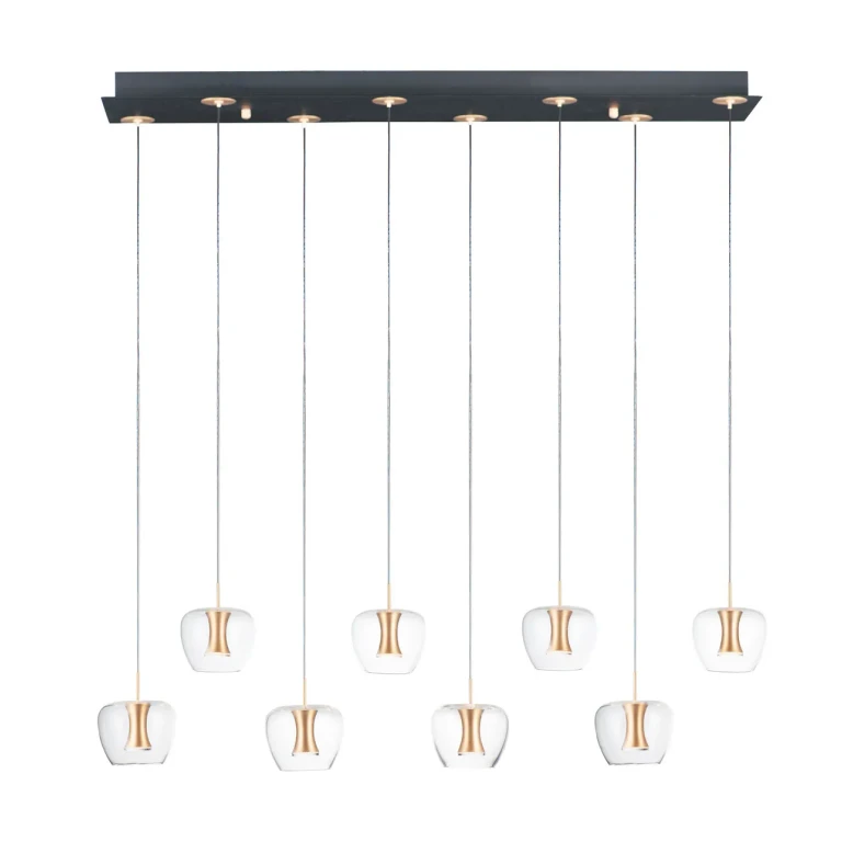 Newton 8-Light LED Pendant in Black with Gold