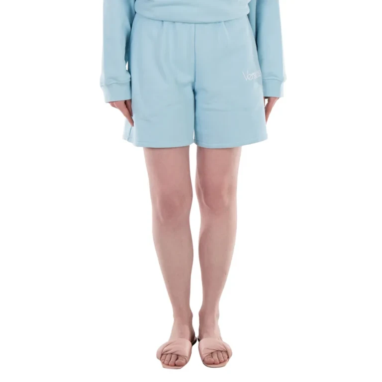 Versace Logo Print Cotton Shorts