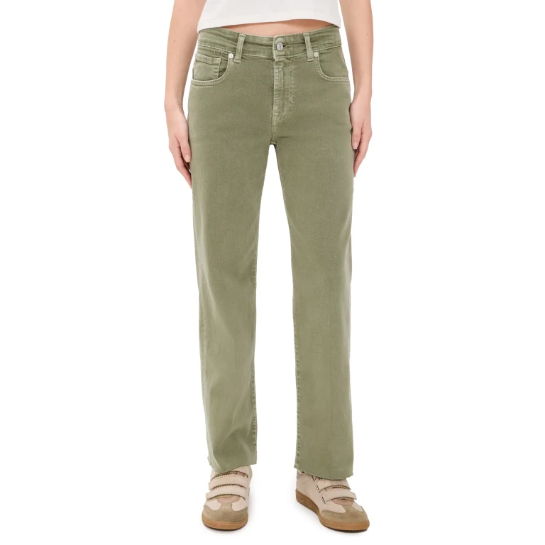 7 For All Mankind Calie Straight Ankle Jeans Army 27