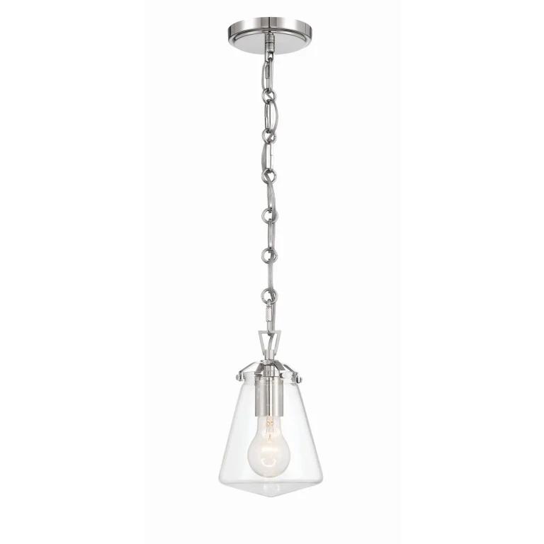 Polished Nickel One Light Mini Pendant from the Voss Collection