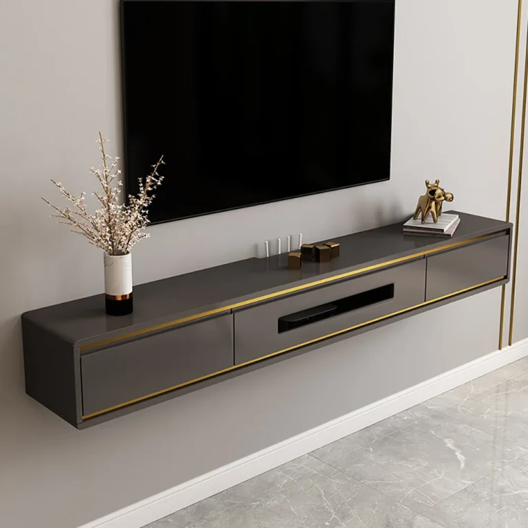 70.9" White Smooth TV Stand Postmodern Minimalist Floating Media Console with Storage