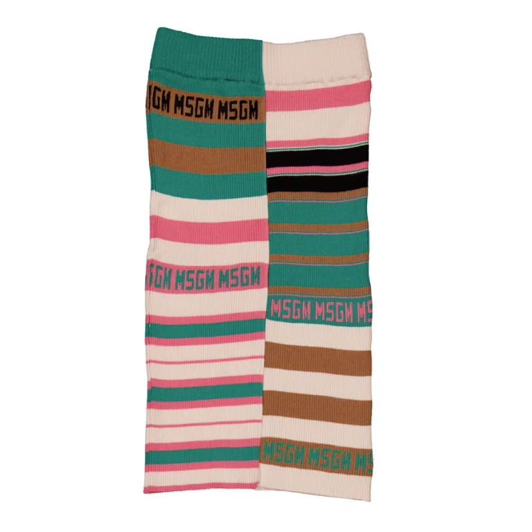 MSGM Kids Multicolor Striped Ribbed Knit Skirt