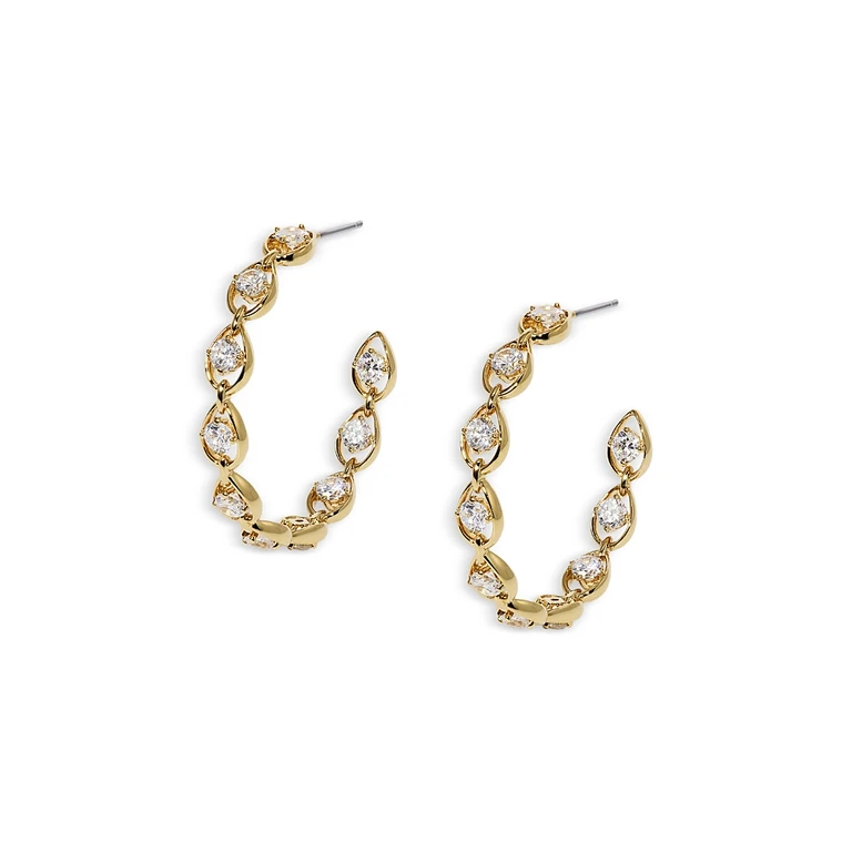 Nadri It Girl Cubic Zirconia Medium C Hoop Earrings