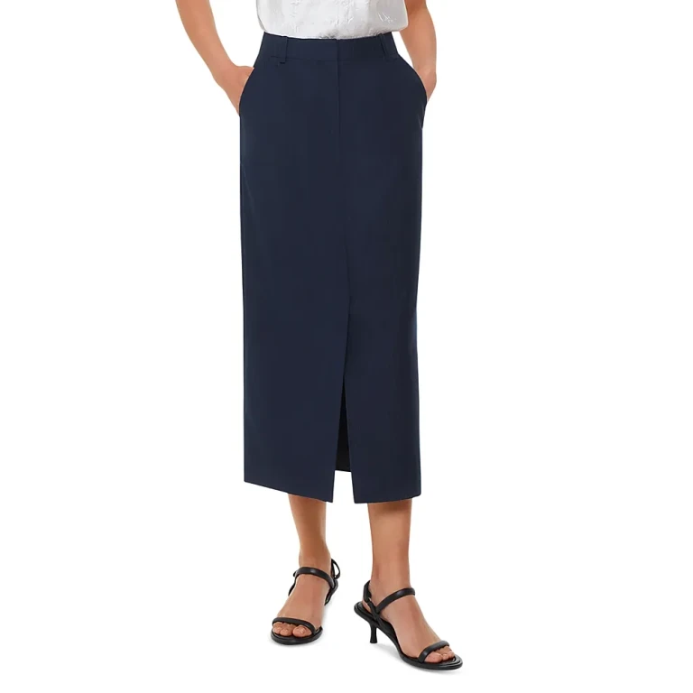 Whistles Pinstriped Tailored Midi Skirt