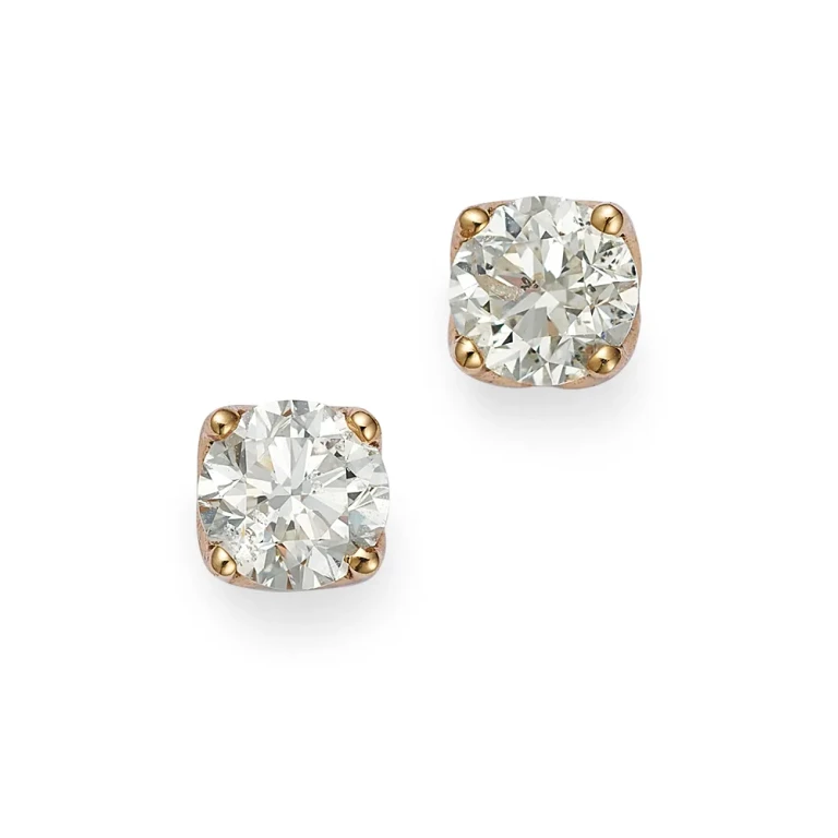 Diamond Round Tulip Stud Earrings in 14K Yellow Gold, 1.0 tcw