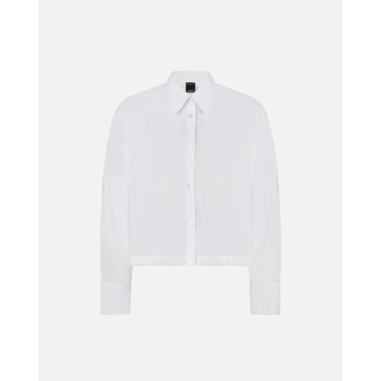 Pinko Camicia cropped in cotone a righe con logo