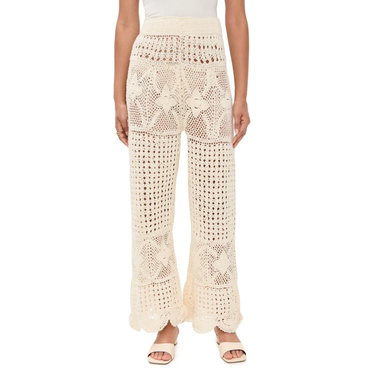 Agua Bendita Wesley Handmade Crochet Pants White L