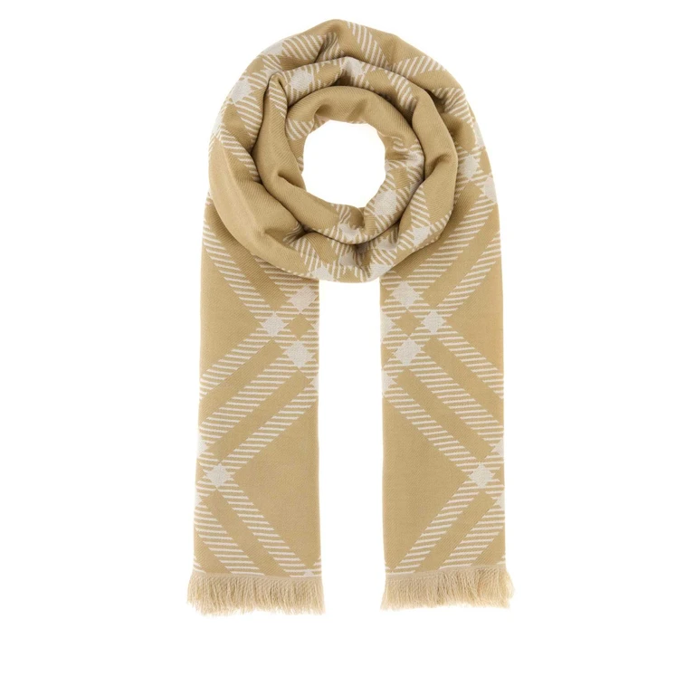 Burberry Embroidered Wool Blend Scarf Sandecru Mulberry Silk Sciarpe E Foulard - Unisex