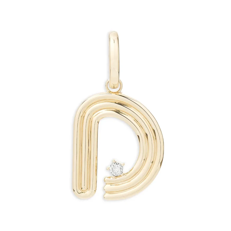 Adina Reyter 14K Yellow Gold Groovy Diamond Initial Pendant