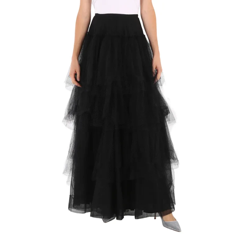 Burberry Ladies Skirts Runway Black Tulle Tiered Skirt
